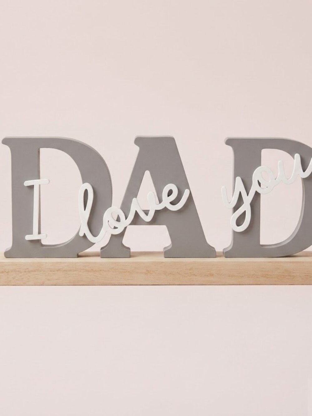 NWT Father's Day I Love You Dad Grey and White Wooden Decor
